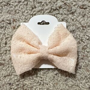Sequin Bow Hair Clip for Kids - light pink